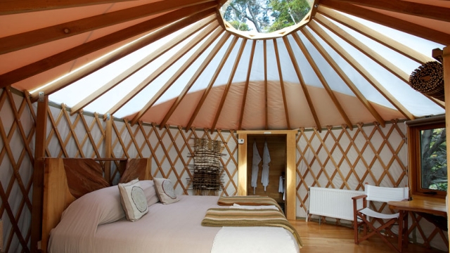 Inside a yurt at Patagonia Camp, Torres del Paine