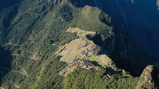 Aerial photo of Machu Picchu from Wayna Picchu