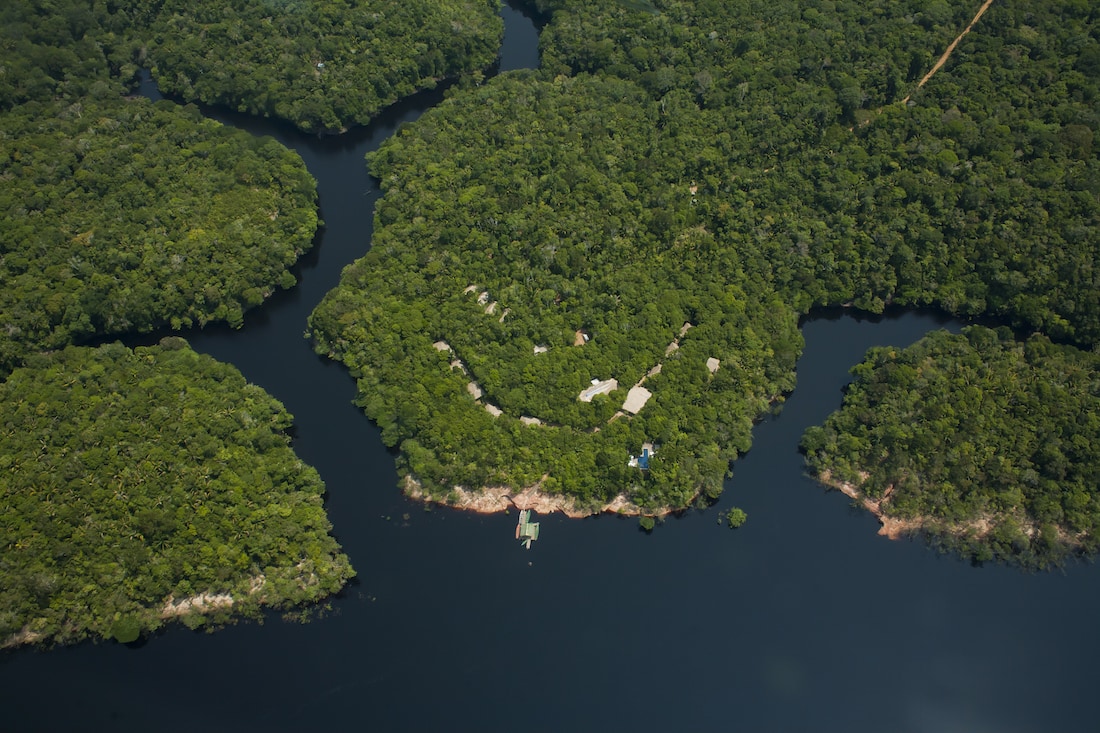 Arial of the Anavilhanas Lodge in the heart of the Amazon