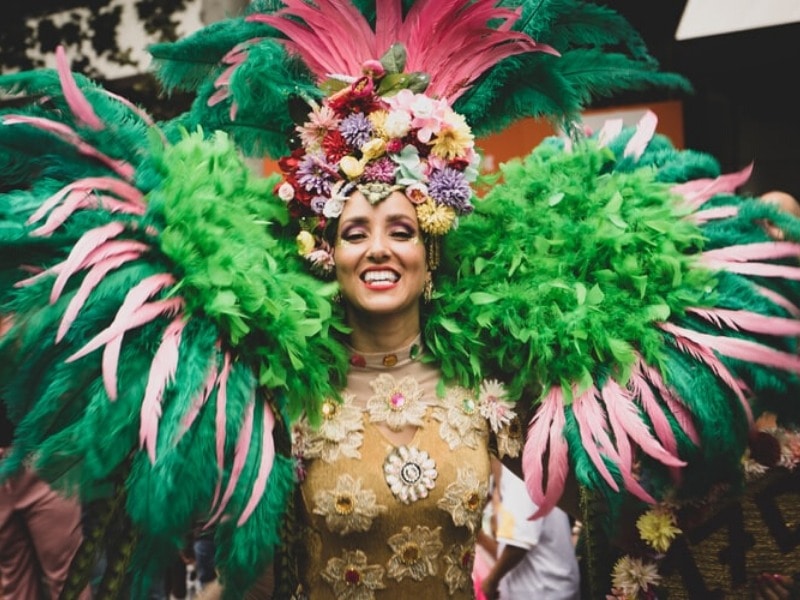 South American Carnival dancers in amazing outfits