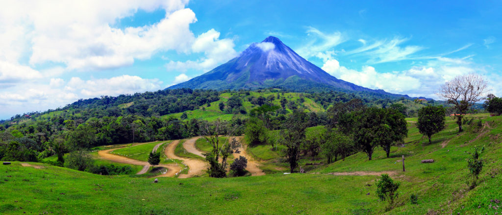 Volcano and grasslands